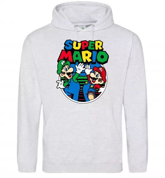 Чоловіча толстовка (худі) Mario and Luigi Сірий меланж фото