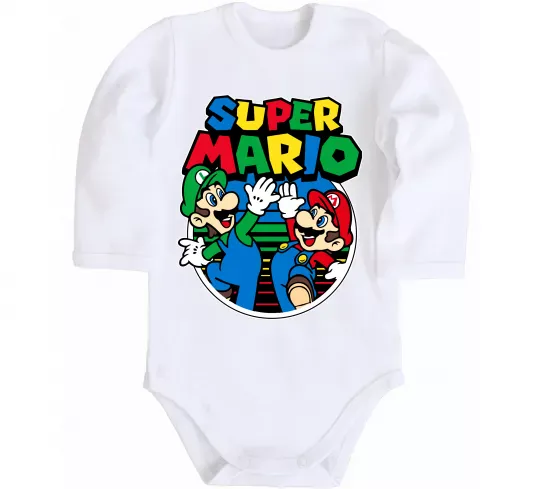 Детский боди Mario and Luigi Белый фото