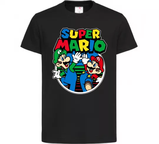 Дитяча футболка Mario and Luigi Чорний фото