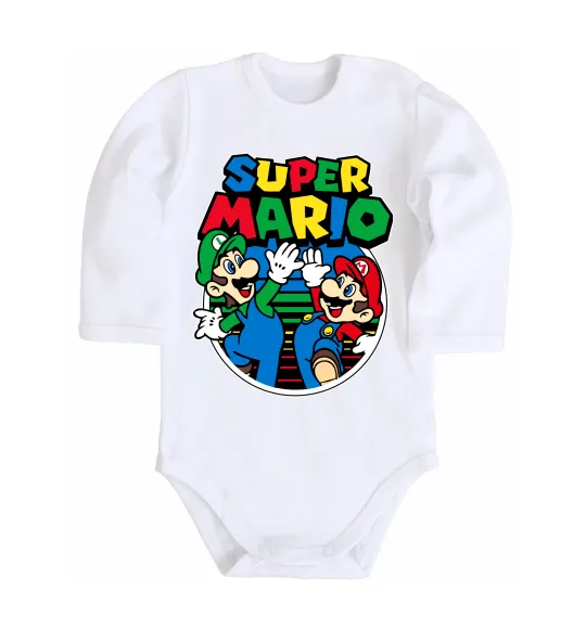 Детский боди Mario and Luigi Белый фото