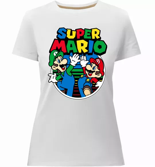 Жіноча преміум футболка Mario and Luigi Білий фото