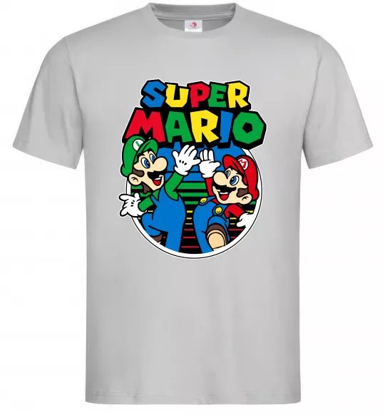 Мужская футболка Mario and Luigi Серый фото