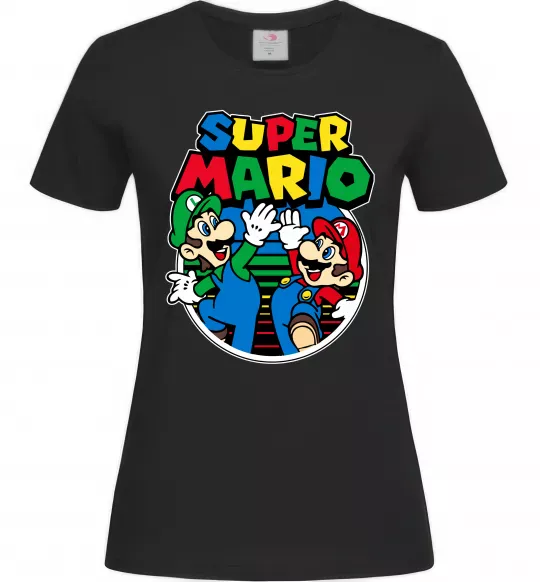 Женская футболка Mario and Luigi Черный фото