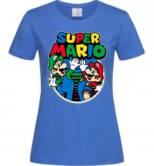 Женская футболка Mario and Luigi Ярко-синий фото