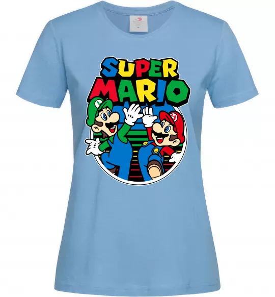 Женская футболка Mario and Luigi Голубой фото