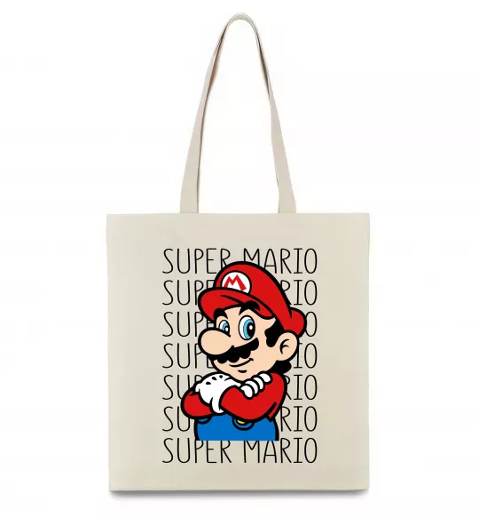 Еко-сумка Super Mario з написами Бежевий фото