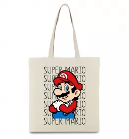 Эко-сумка Super Mario з написами Бежевый фото