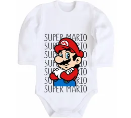 Дитячий бодік Super Mario з написами Білий фото