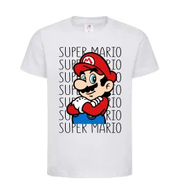 Детская футболка Super Mario з написами Белый фото
