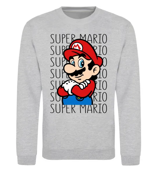 Свитшот Super Mario з написами Серый меланж фото