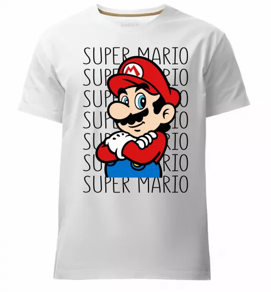 Чоловіча преміум футболка Super Mario з написами Білий фото
