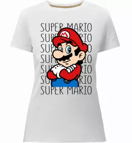 Женская премиум футболка Super Mario retro Белый фото