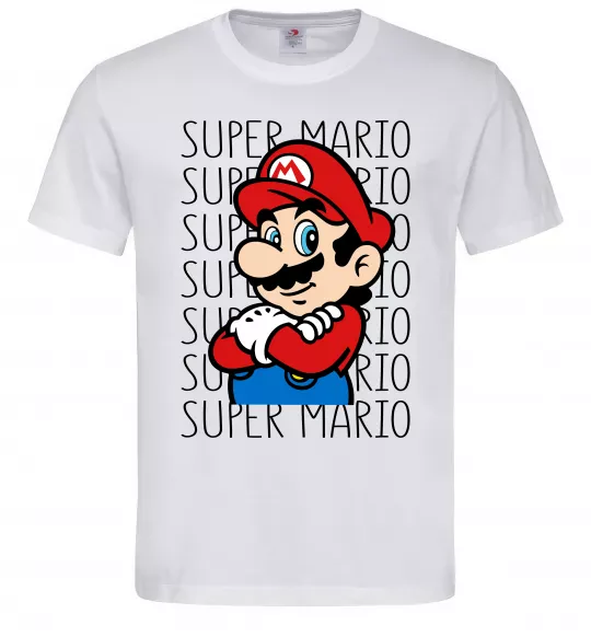 Мужская футболка Super Mario з написами Белый фото