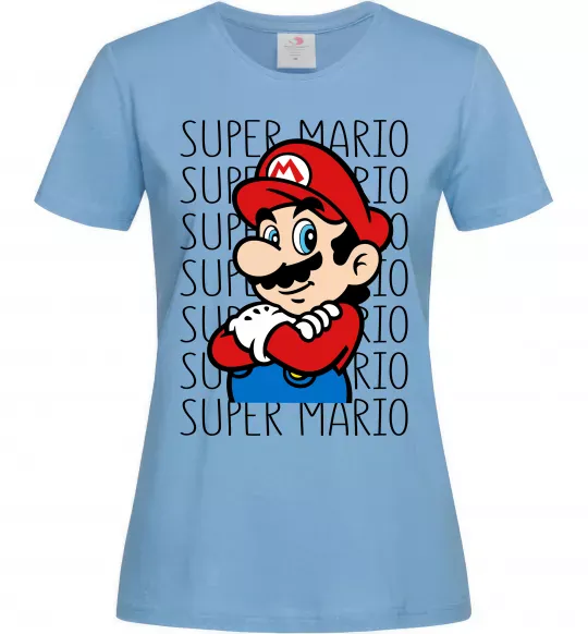 Жіноча футболка Super Mario з написами Блакитний фото