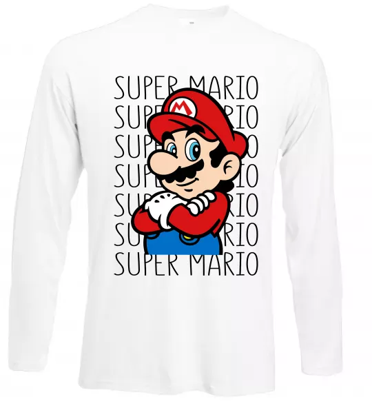 Лонгслів Super Mario з написами Білий фото