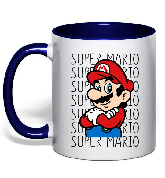 Чашка с цветной ручкой Super Mario з написами Глубокий темно-синий фото