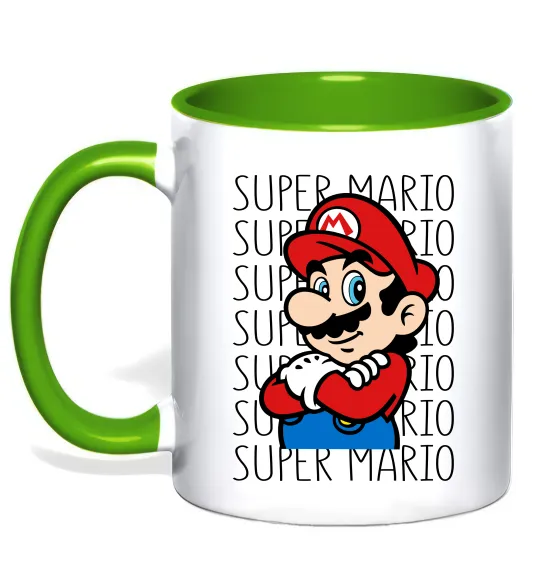 Чашка с цветной ручкой Super Mario з написами Лаймовый фото