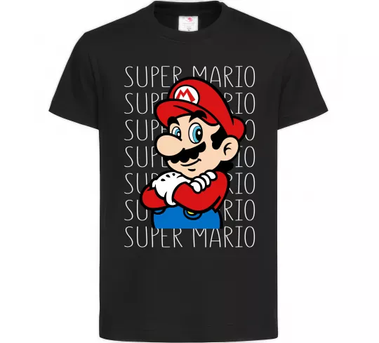 Детская футболка Super Mario з написами Черный фото