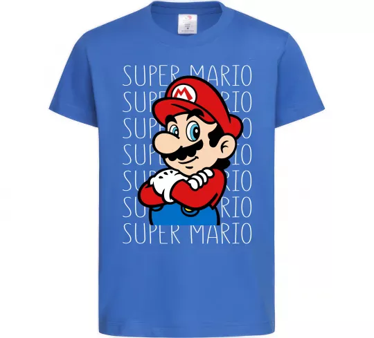 Детская футболка Super Mario з написами Ярко-синий фото