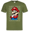 Мужская футболка Super Mario з написами Оливковый фото