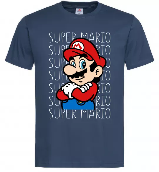 Мужская футболка Super Mario з написами Темно-синий фото