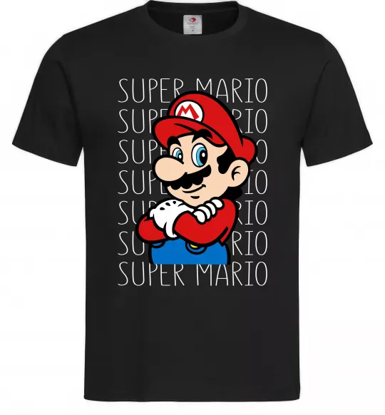 Мужская футболка Super Mario з написами Черный фото