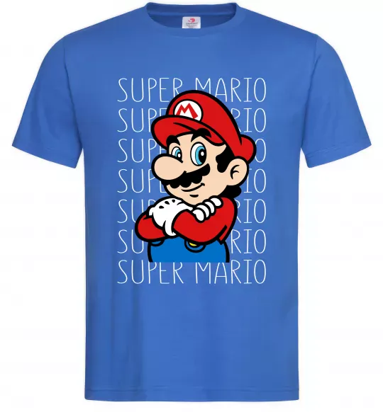 Мужская футболка Super Mario з написами Ярко-синий фото