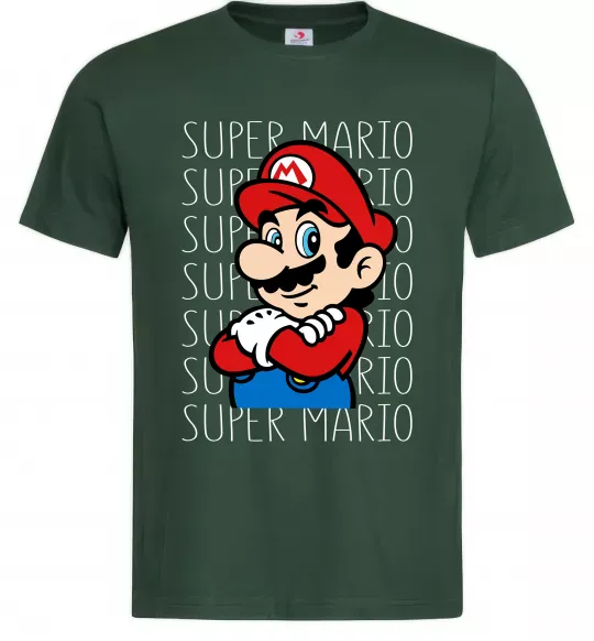 Мужская футболка Super Mario з написами Темно-зеленый фото