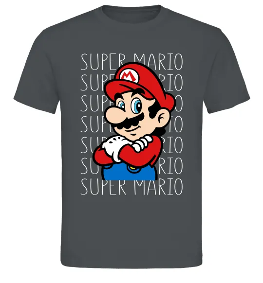 Мужская футболка Super Mario з написами Графит фото