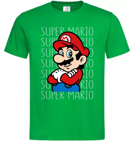 Мужская футболка Super Mario з написами Зеленый фото