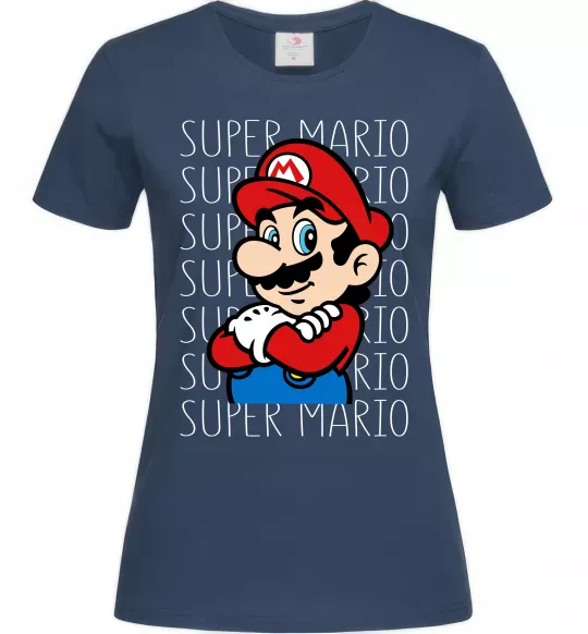 Жіноча футболка Super Mario з написами Темно-синій фото