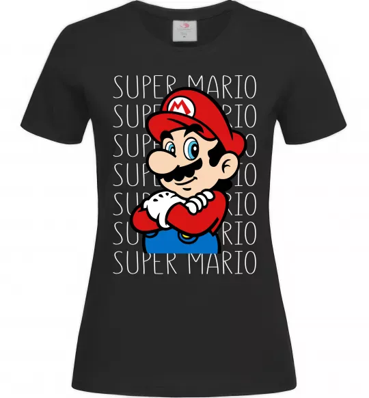Жіноча футболка Super Mario з написами Чорний фото