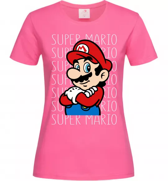 Жіноча футболка Super Mario з написами Яскраво-рожевий фото