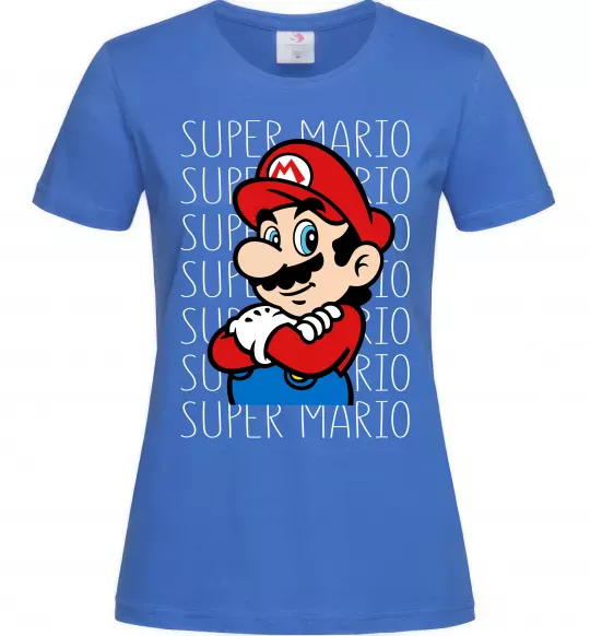 Жіноча футболка Super Mario з написами Яскраво-синій фото