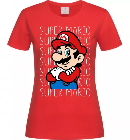 Жіноча футболка Super Mario з написами Червоний фото