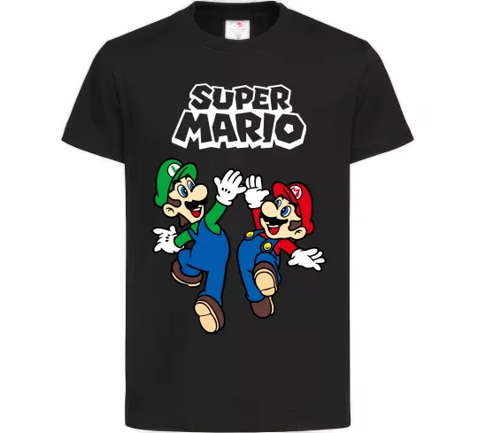 Дитяча футболка Маріо та Луїджи Чорний фото