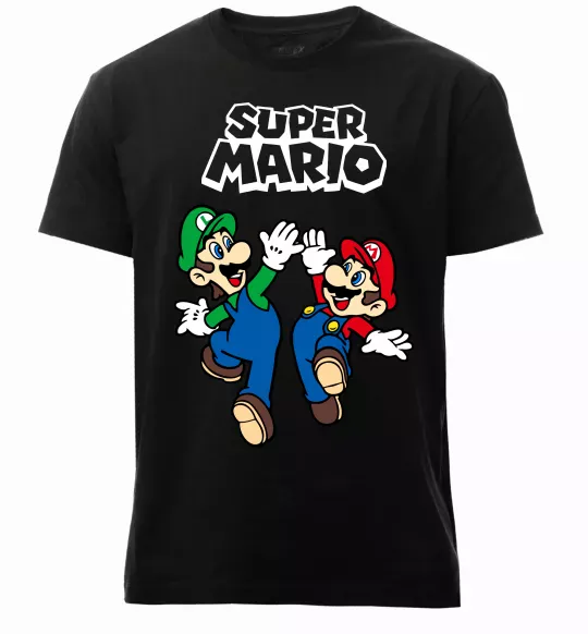 Чоловіча преміум футболка Маріо та Луїджи Чорний фото