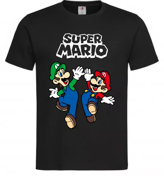 Чоловіча футболка Маріо та Луїджи Чорний фото