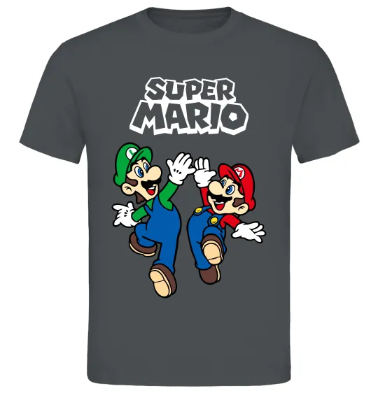 Чоловіча футболка Маріо та Луїджи Графіт фото