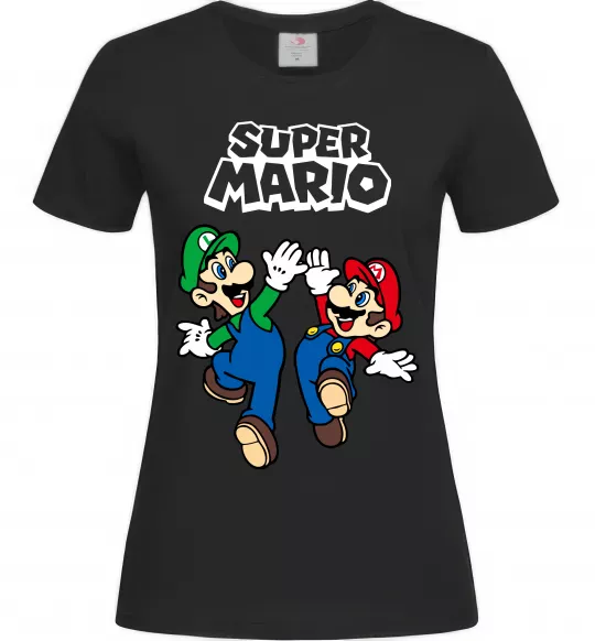 Жіноча футболка Маріо та Луїджи Чорний фото