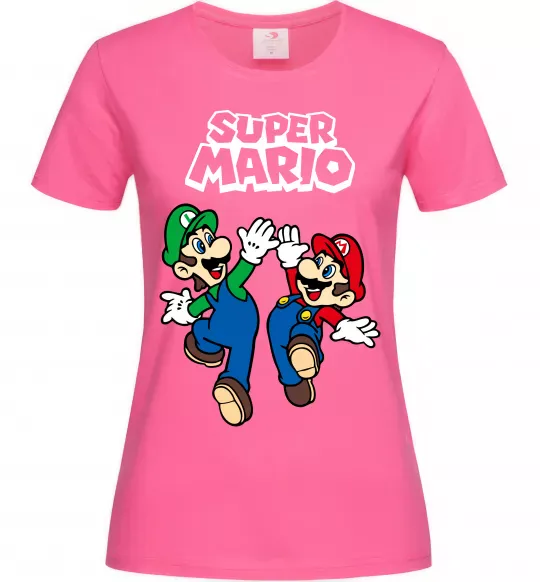 Жіноча футболка Маріо та Луїджи Яскраво-рожевий фото