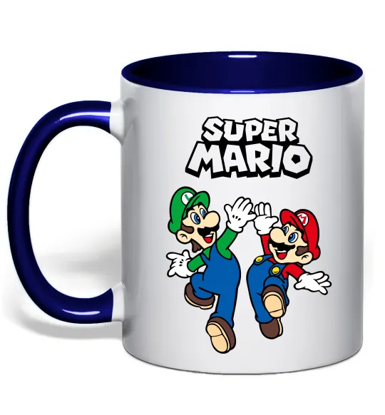 Чашка с цветной ручкой Маріо та Луїджи Глубокий темно-синий фото