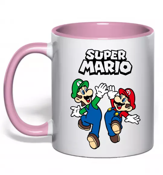 Чашка с цветной ручкой Маріо та Луїджи Нежно розовый фото