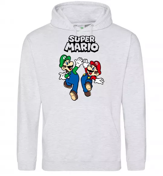 Мужская толстовка (худи) Маріо та Луїджи Серый меланж фото