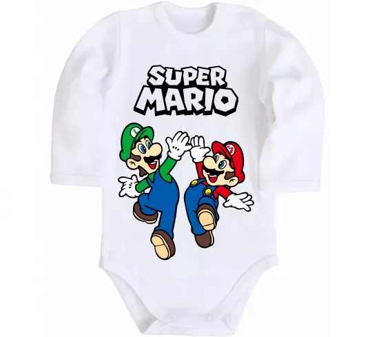 Дитячий бодік Маріо та Луїджи Білий фото