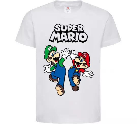 Дитяча футболка Маріо та Луїджи Білий фото