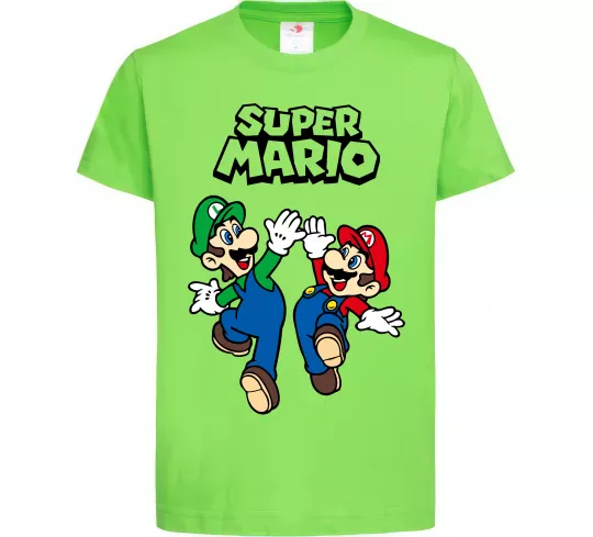 Дитяча футболка Маріо та Луїджи Лаймовий фото