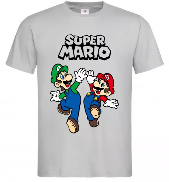 Чоловіча футболка Маріо та Луїджи Сірий фото