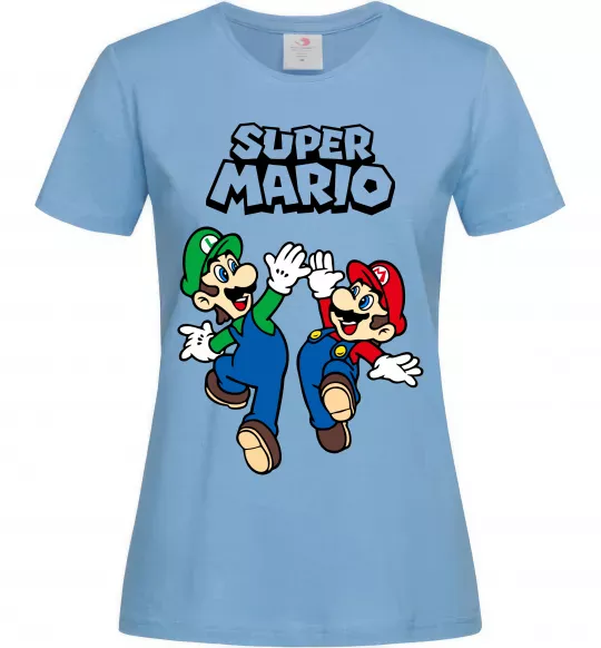 Жіноча футболка Маріо та Луїджи Блакитний фото