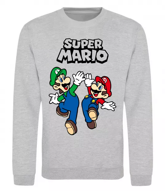 Світшот Маріо та Луїджи Сірий меланж фото